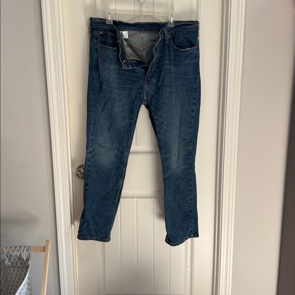 Levi's Blue Denim Jeans with Tan Leather Patch